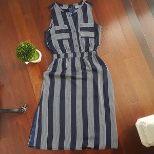 2for10 Nixon Asked Cash blue striped midi dress